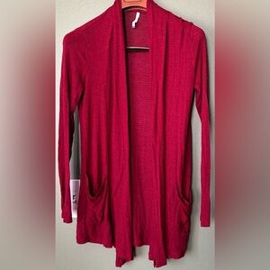 Women’s sz S oversized open front red business casual light cardigan sweater